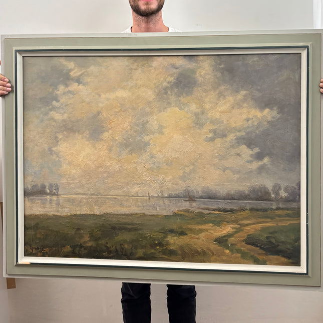 Large seascape oil painting year 1930. Sizing 115 x 89 cm