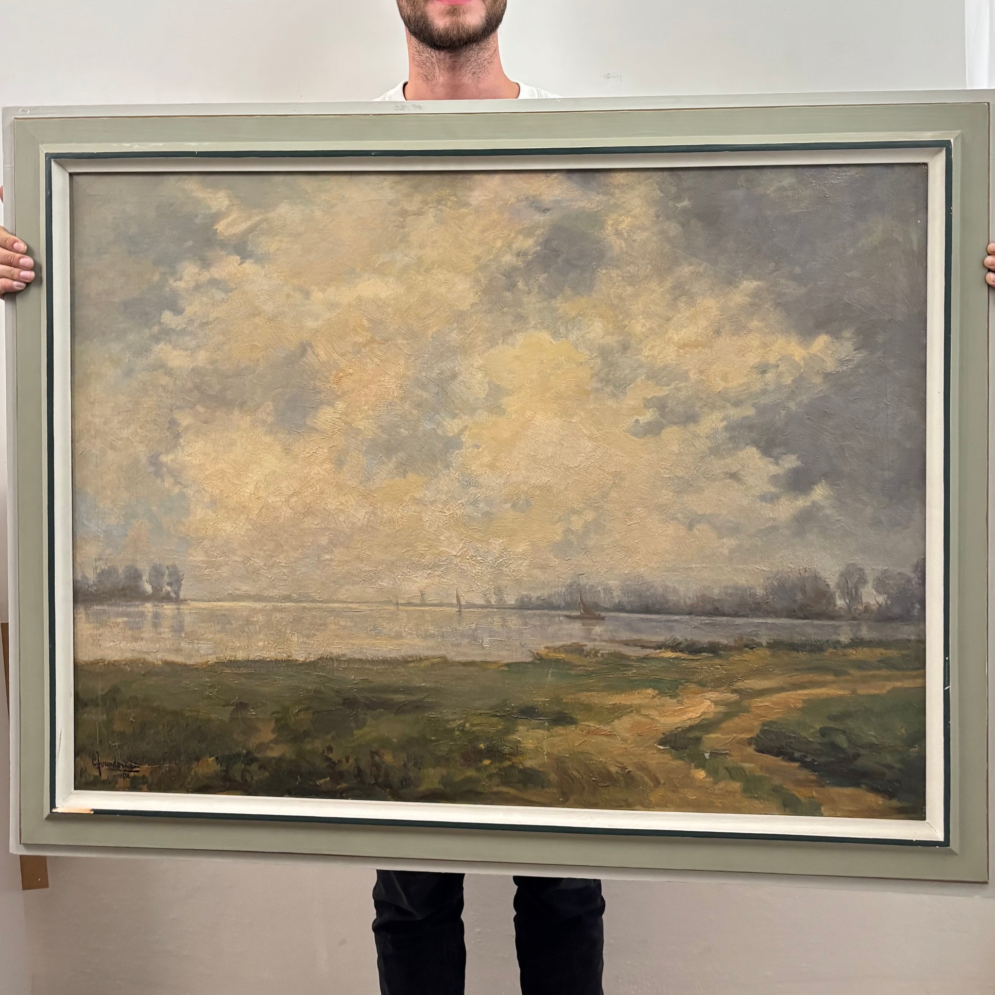 Large seascape oil painting year 1930. Sizing 115 x 89 cm
