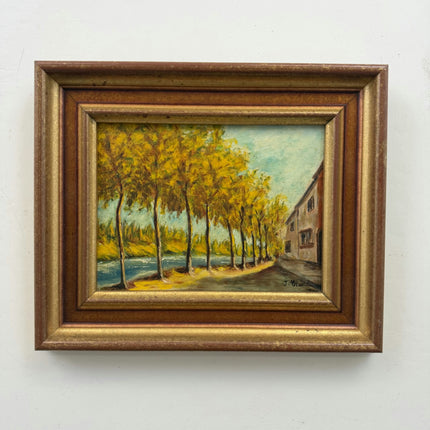 Vintage Landscape Oil Painting "Row Of Trees" Original Small Artwork Holland Art Shop