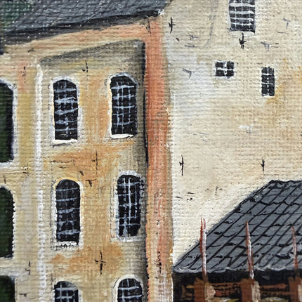 Authentic Cityscape Oil Painting "River Mill" Original Small Artwork Holland Art Shop