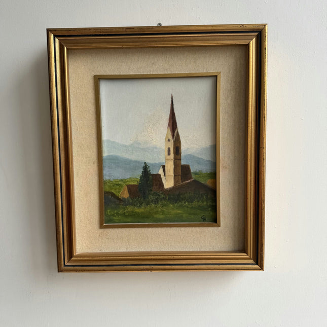 Timeless Scenery Oil Painting "Church Spire" Handcrafted Small Art Holland Art Shop