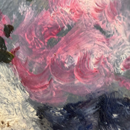 Timeless Floral Still Life Oil Painting "Pink Flower" Traditional Small Artwork Holland Art Shop