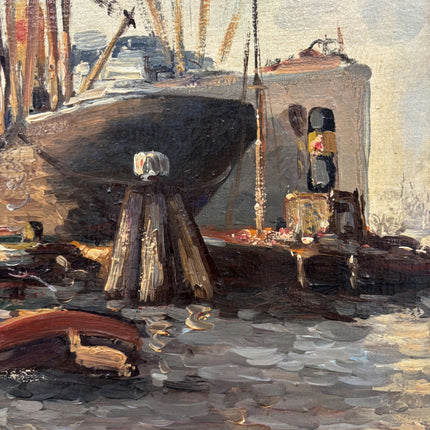 Rustic Seascape Oil Painting "Cargo Ship" Traditional Large Art Holland Art Shop
