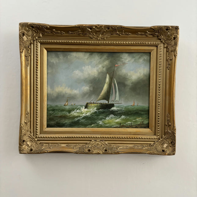 Elegant Seascape Oil Painting "Sailing Boat" Expressive Artwork Holland Art Shop