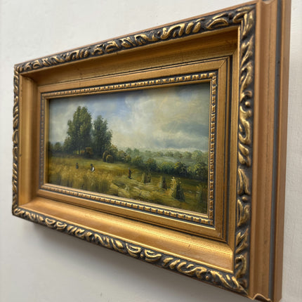 Traditional Landscape Oil Painting "Golden Frame" Original Small Artwork Holland Art Shop