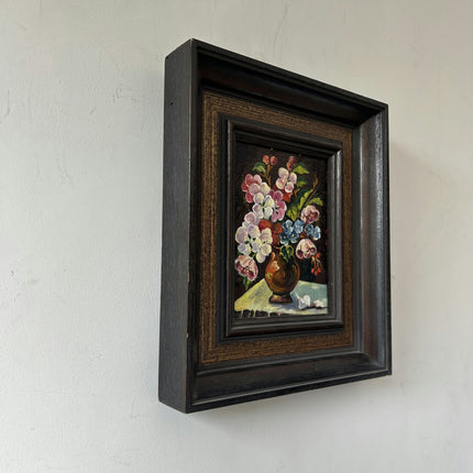 Vintage Flowery Still Life Oil Painting "Flower Vase" Expressive Small Artwork Holland Art Shop