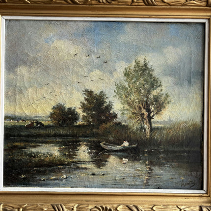 Authentic Landscape Oil Painting "Gilded Frame" Refined Artwork Holland Art Shop