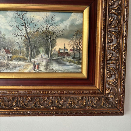 Striking Oil Painting Scenery "Winter Walkers" Fine Small Artwork Holland Art Shop