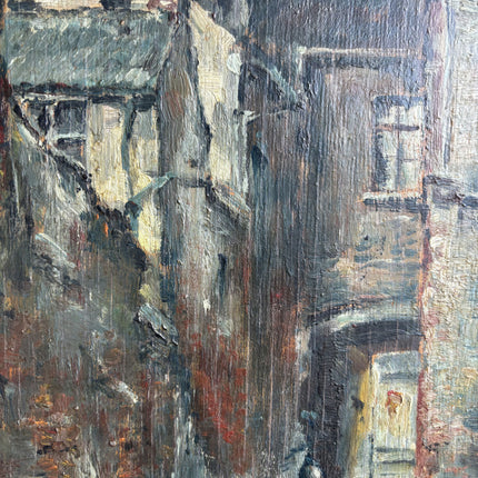 Original Cityscape Oil Painting "Canal Boats" Refined Small Art Holland Art Shop