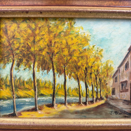 Vintage Landscape Oil Painting "Row Of Trees" Original Small Artwork Holland Art Shop