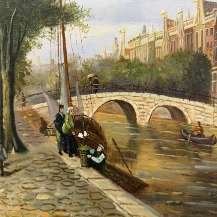 Expressive Cityscape Oil Painting "Canal Tree" Elegant Large Artwork Holland Art Shop