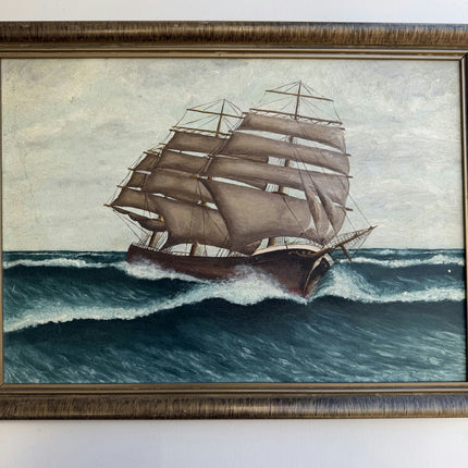 Traditional Seascape Oil Painting "Clipper Ship" Vintage Artwork Holland Art Shop