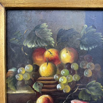 Rustic Floral Still Life Oil Painting "Fruit Bowl" Authentic Small Art Holland Art Shop