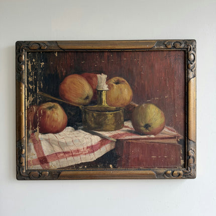 1940 Still Life Oil Painting "Three Apples" Art Holland Art Shop