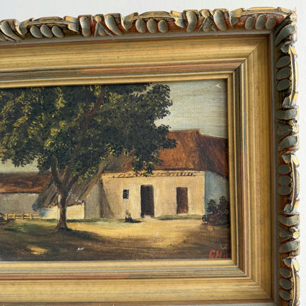 Vintage Farm Oil Painting "Gilded Frame" Authentic Small Artwork Holland Art Shop
