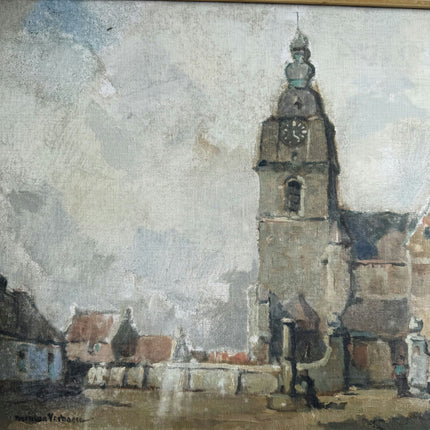 Rustic Cityscape Oil Painting "Clock Tower" Timeless Art Holland Art Shop
