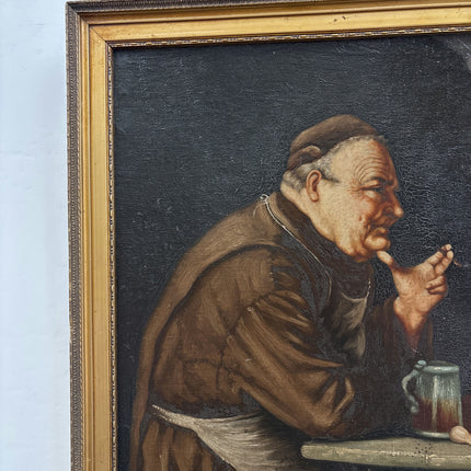 Refined Figurative Oil Painting "Drinking Monks" Detailed Art Holland Art Shop