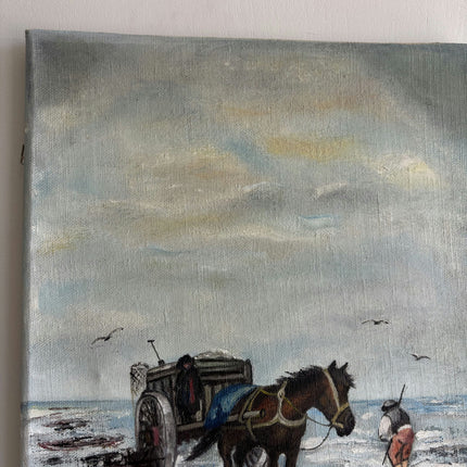 Authentic Animals Oil Painting "Horse Cart" Timeless Small Artwork Holland Art Shop