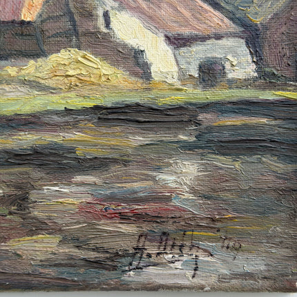 Authentic Landscape Oil Painting "Thatched Cottage" Handcrafted Small Artwork Holland Art Shop