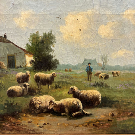 19th Century Antique Animals Oil Painting "Canvas Backframe" Artwork Holland Art Shop