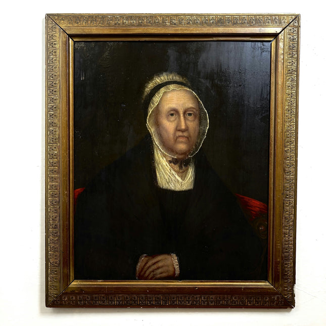 Antique Portrait Oil Painting "Elderly Woman" Original Large Artwork Holland Art Shop