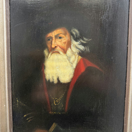 Antique Portrait Oil Painting "Wooden Frame" Rustic Small Art Holland Art Shop