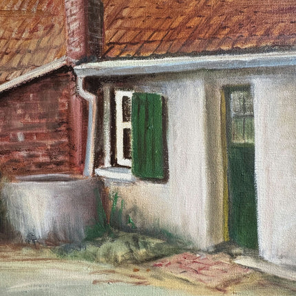 Handcrafted Farm Oil Painting "Tiled Roof" Expressive Art Holland Art Shop
