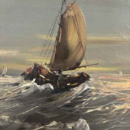 Authentic Seascape Oil Painting "Sailing Boats" Detailed Large Artwork Holland Art Shop