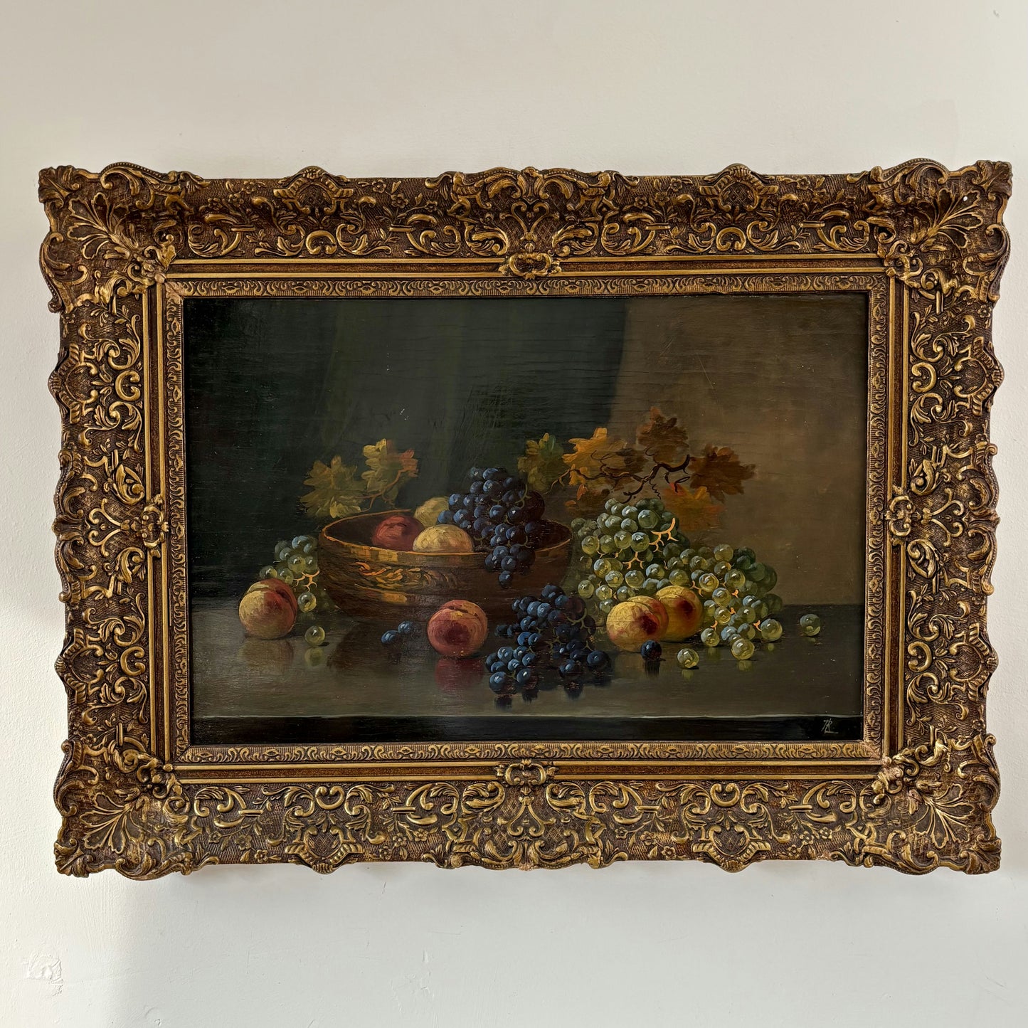 Original Oil Painting Still Life "Fruit Bowl Arrangement" Wonderful Large Art