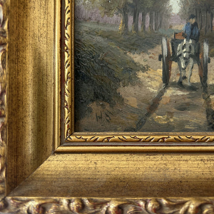 Vintage Landscape Oil Painting "Worn Frame" Refined Small Artwork Holland Art Shop