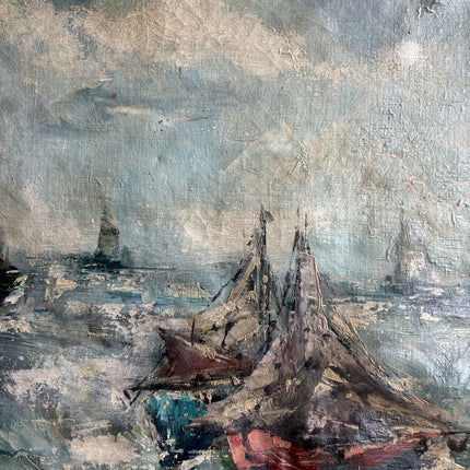 Elegant Seascape Oil Painting "Sailing Boat" Handcrafted Large Art Holland Art Shop