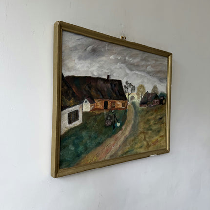 Vintage Farm Oil Painting "Rural Cottage" Timeless Small Artwork Holland Art Shop