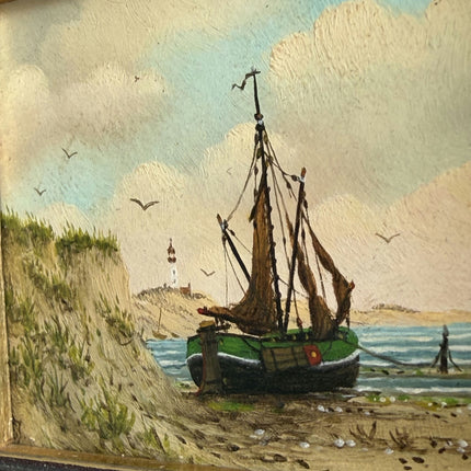 Classic Seascape Oil Painting "Framed Painting" Vintage miniature Artwork Holland Art Shop