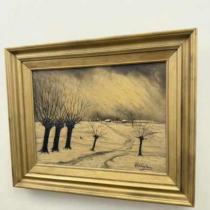 Detailed Winter Landscape Oil Painting "Pollard Trees" Timeless Artwork Holland Art Shop
