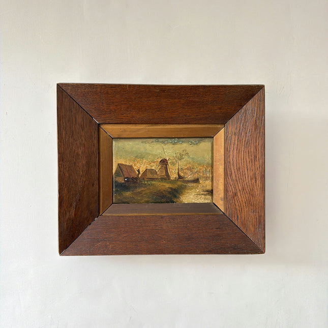 Rustic Landscape Oil Painting "Wooden Frame" Classic Small Artwork Holland Art Shop