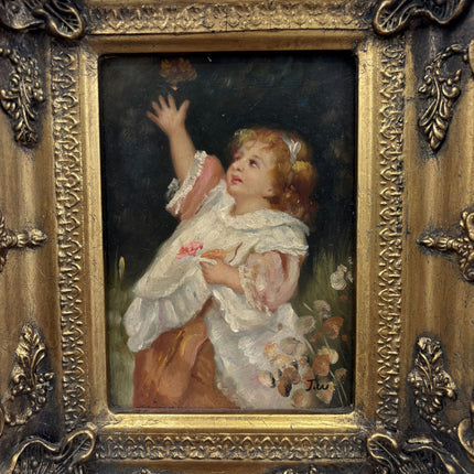 Antique Portrait Oil Painting "Gilded Frame" Original Small Art Holland Art Shop