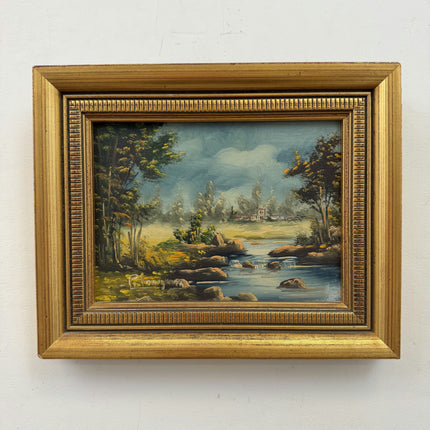 Refined Landscape Oil Painting "Gilded Frame" Original Small Artwork Holland Art Shop