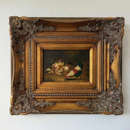 Wonderful Oil Painting Animals "Colorful Rooster" Authentic Small Artwork Holland Art Shop