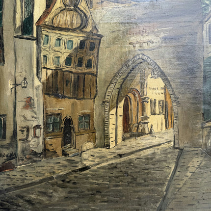 Expressive Cityscape Oil Painting "Stone Archway" Detailed Artwork Holland Art Shop