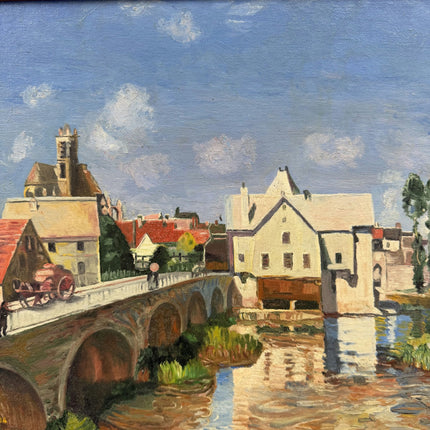 Vintage Cityscape Oil Painting "Stone Bridge" Detailed Artwork Holland Art Shop