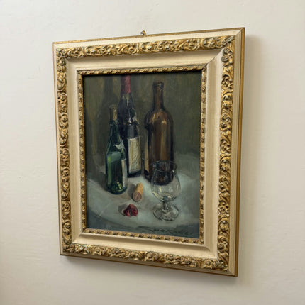 Rustic Still Life Oil Painting "Wine Bottle" Timeless Artwork Holland Art Shop