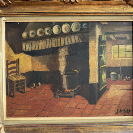 Vintage Interior Oil Painting "Wooden Chair" Refined Artwork Holland Art Shop