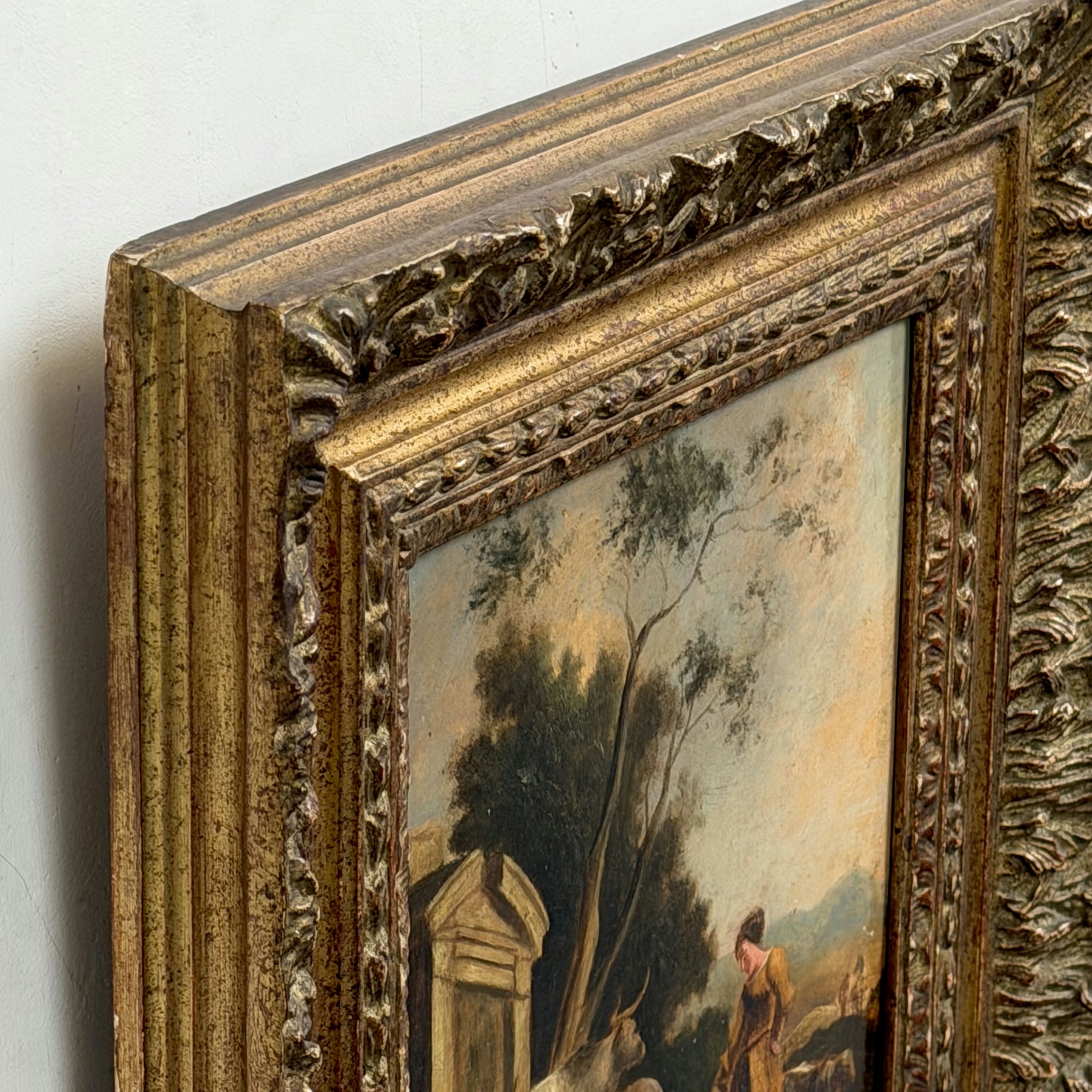 19th Century Antique Farm Oil Painting 