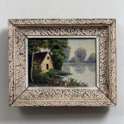 Rustic Landscape Oil Painting "Riverside Cottage" Authentic Small Artwork Holland Art Shop