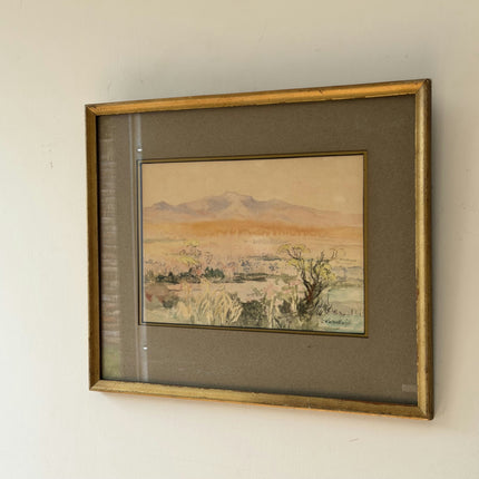 Rustic Landscape Aquarel "Framed Painting" Authentic Small Artwork Holland Art Shop