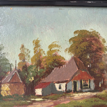 Timeless Farm Oil Painting "Red Roofhouse" Traditional Small Artwork Holland Art Shop