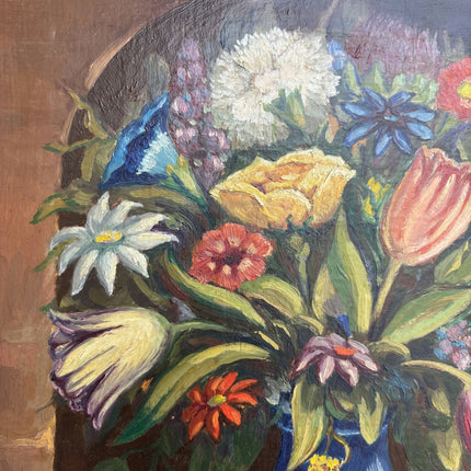 Detailed Floral Still Life Oil Painting "Blue Vase" Vintage Art Holland Art Shop
