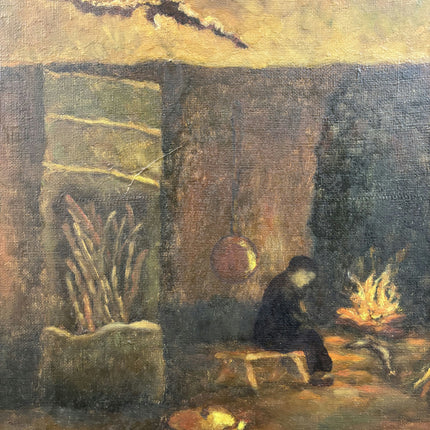 Classic Interior Oil Painting "Burning Campfire" Rustic Art Holland Art Shop