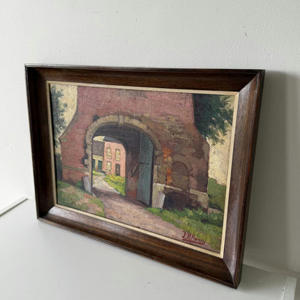 Vintage Cityscape Oil Painting "Stone Archway" Rustic Art Holland Art Shop