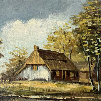 Refined Landscape Oil Painting "Thatched Cottage" Detailed Small Artwork Holland Art Shop